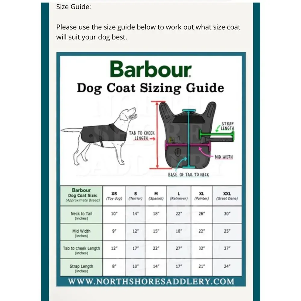 Barbour Wool Touch Fleece Lined Dog Coat Waterproof Sz M NEW $98